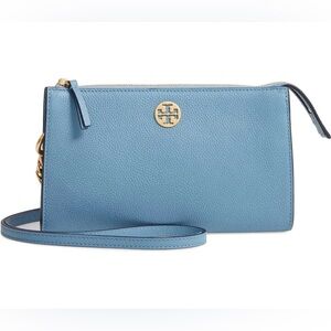 Tory Burch Everly Mini Top-Zip Cross-Body in Blue Yonder